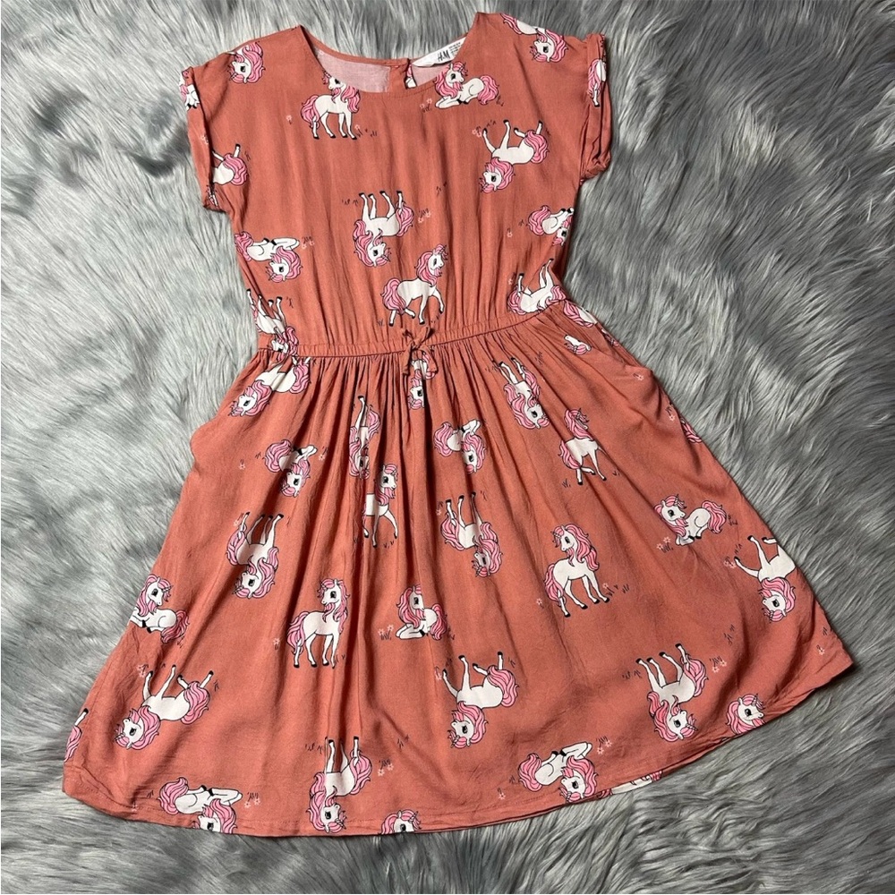 H&M Girls Size 10 Unicorn Viscose Dress